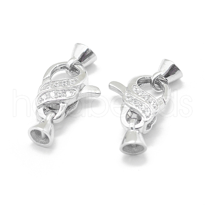 Rhodium Plated 925 Sterling Silver Lobster Claw Clasps STER-L055-063P-1