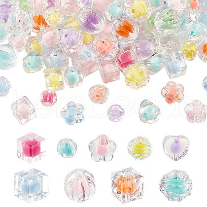   180pcs 9 styles Transparent Acrylic Beads OACR-PH0004-30-1