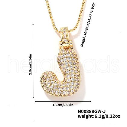 Elegant Brass Micro Pave Clear Cubic Zirconia 3D Initial Necklaces DV4415-8-1