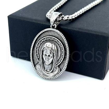 Stainless Steel Virgin Mary Pendant Necklaces for Men RA1635-1