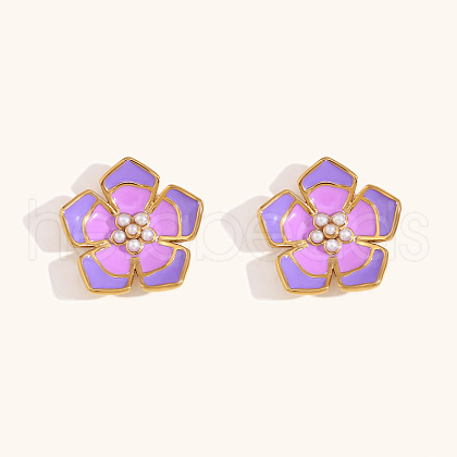 304 Stainless Steel Enamel Stud Earrings FS-WGE828E-10-1