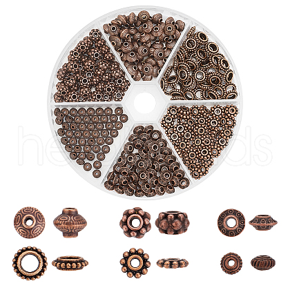   300Pcs 6 Styles Tibetan Style Alloy Spacer Beads TIBEB-PH0004-98-1