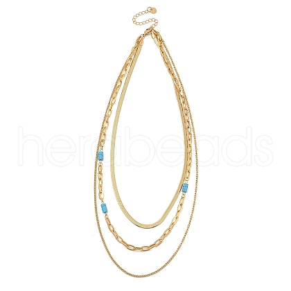 Golden Tone 304 Stainless Steel 3 Layer Necklaces for Women NJEW-A032-03G-02-1