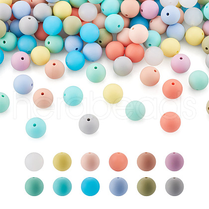 120Pcs 12 Colors Silicone Beads SIL-TA0001-15-1