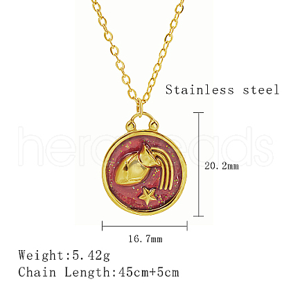 Stainless Steel Enamel Constellation Pendant Necklaces DJ0261-4-1-1