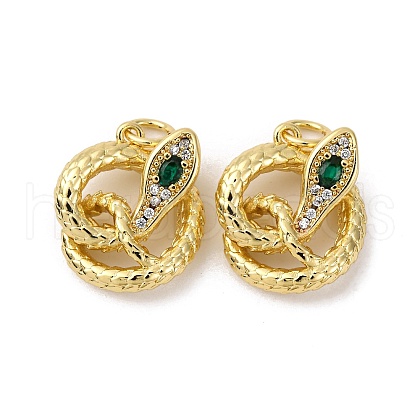 Brass Micro Pave Cubic Zirconia Pendants KK-P308-21G-1