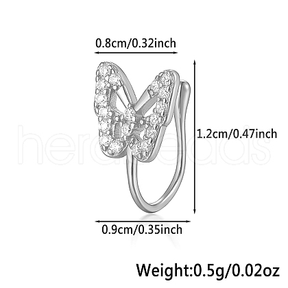 925 Sterling Silver Pave Clear Cubic Zirconia Nose Rings WG4393-6-1