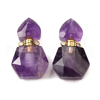 Natural Amethyst Perfume Bottle Pendants G-L623-12G-03-1