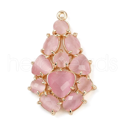 Brass Cat Eye Pendants KK-R224-16F-G-1