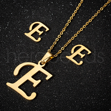 201 Stainless Steel Pendant Necklaces & Stud Earrings Sets WG00841-02-1