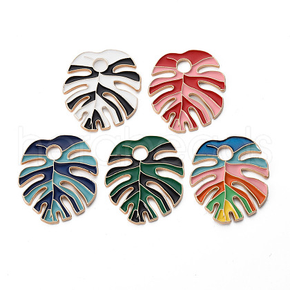 Rack Plating Alloy Enamel Pendants ENAM-T015-012-NR-1