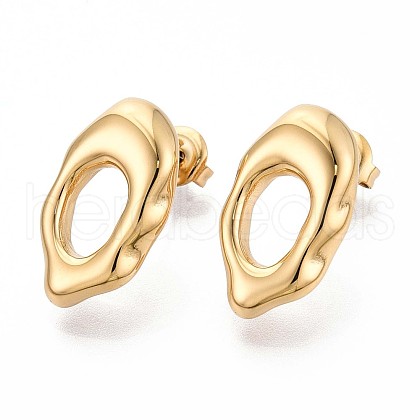 Nuggets 304 Stainless Steel Stud Earrings EJEW-T047-11G-1