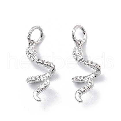 925 Sterling Silver Micro Pave Clear Cubic Zirconia Snake Pendants STER-D302-06S-1