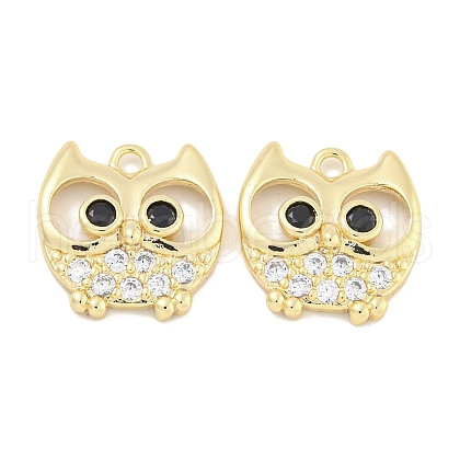 Brass Micro Pave Cubic Zirconia Glass Pendants KK-S386-36G-1