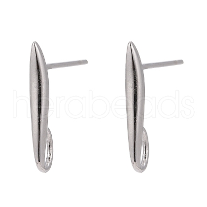 Anti-Tarnish Rhodium Plated 925 Sterling Silver Stud Earring Findings STER-K168-118P-1
