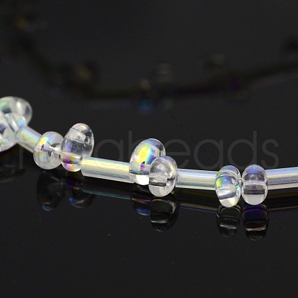 2 Hole Electroplate Glass Oval Bead Strands EGLA-J074-FR05-1