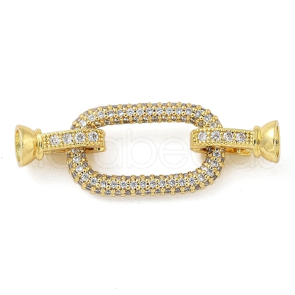 Rack Plating Brass Micro Pave Clear Cubic Zirconia Fold Over Clasps KK-A234-021B-G-1