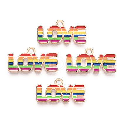Rainbow Color Pride Alloy Enamel Pendants ENAM-K067-19-1