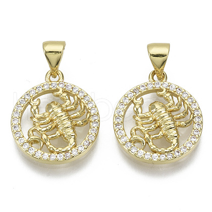 Brass Micro Pave Cubic Zirconia Pendants ZIRC-S061-199B-G-NF-1