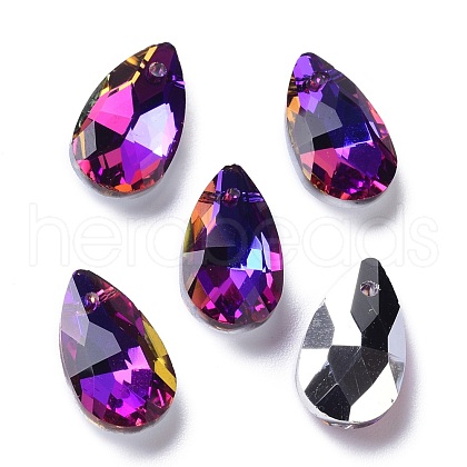 Faceted Teardrop Glass Pendants GLAA-O008-A24-1