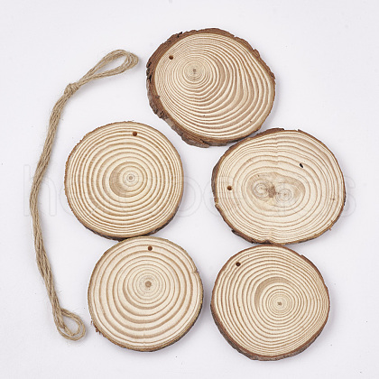 Undyed Unfinished Wooden Pendants WOOD-T011-35-1