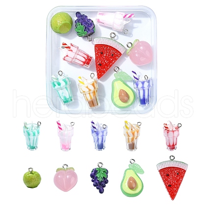 10 Styles Opaque Resin Pendants RESI-YW0001-77-1
