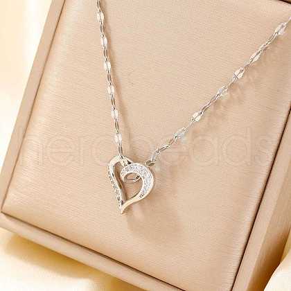Elegant Brass Pave Clear Cubic Zirconia Heart Pendant Necklaces for Girls SZ7102-4-1