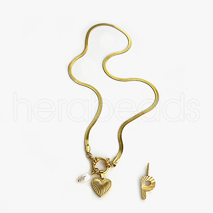 304 Stainless Steel Letter and Heart Pendant Necklaces for Women FS-WG694DF-16-1