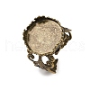 Adjustable Antique Bronze Tone Filigree Brass Ring Component Cabochon Settings X-KK-G020-A-3