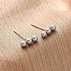 Tarnish Resistant 201 Stainless Steel Beaded Horizontal Bar Stud Earrings with 316 Stainless Steel Pin for Women STAS-K238-01P-1