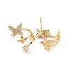 Clear Cubic Zirconia Butterfly Stud Earrings EJEW-C040-07G-2