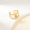 Brass Micro Pave Cubic Zirconia Cuff Rings for Women OC3836-2