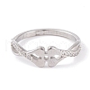 304 Stainless Steel Flower Finger Ring RJEW-C086-03-P-2