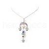 Natural & Synthetic Mixed Gemstone Moon Phase with Starfish Tortoise Pendant Necklace NJEW-JN04247-4