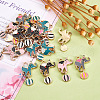 32Pcs 4 Colors Zinc Alloy Enamel Pendants ENAM-TA0001-25-5