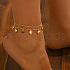 Brass Sweet Romantic Blue Evil Eye Heart Pendant Anklets for Women's Gift CA3994-2