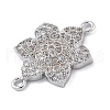 Rack Plating Brass Micro Pave Clear Cubic Zirconia Flower Connector Charms KK-A234-043P-2