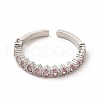 Pink Cubic Zirconia Teardrop Open Cuff Ring RJEW-F142-06P-2