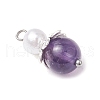 8Pcs 8 Styles Natural Mixed Gemstone & ABS Plastic Imitation Pearl Round Angel Pendants PALLOY-JF03773-4