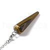 Natural Tiger Eye Hexagonal Pointed Cone Dowsing Pendulum Pendants G-G983-05P-04-4