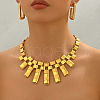 Geometric Hollow Texture Iron Stud Earrings & Bib Necklaces Sets for Women's Banquet Wedding DP0438-3