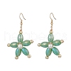 Glass Pearl & Synthetic Hematite Beaded Flower Dangle Earrings EJEW-JE05251-2