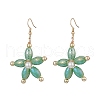 Glass Pearl & Synthetic Hematite Beaded Flower Dangle Earrings EJEW-JE05251-2