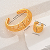 Vintage Alloy Hollow Carved Flower Cuff Bangles & Rings Sets for Women Wedding HJ5004-2