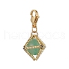 Round Natural Amethyst & Green Aventurine & Rose Quartz & Carnelian & Brass Rhombus Pendant Decorations HJEW-TA00334-4