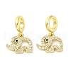 Brass Micro Pave Cubic Zirconia European Dangle Charms KK-D325-11G-1