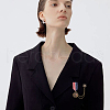 SUPERFINDINGS 2Pcs 2 Style Republique Francaise Eagle & Leaf Hanging Charms Lapel Pins with Safety Chains JEWB-FH0001-18-5