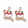 Golden Plated Alloy Enamel Pendants X-ENAM-D040-C05-G-1