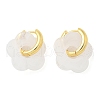 Brass Resin Flower Hoop Earrings for Women EJEW-U038-01G-07-4
