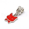 Platinum Plated Alloy Enamel Kitten European Dangle Pendants MPDL-A025-B-2